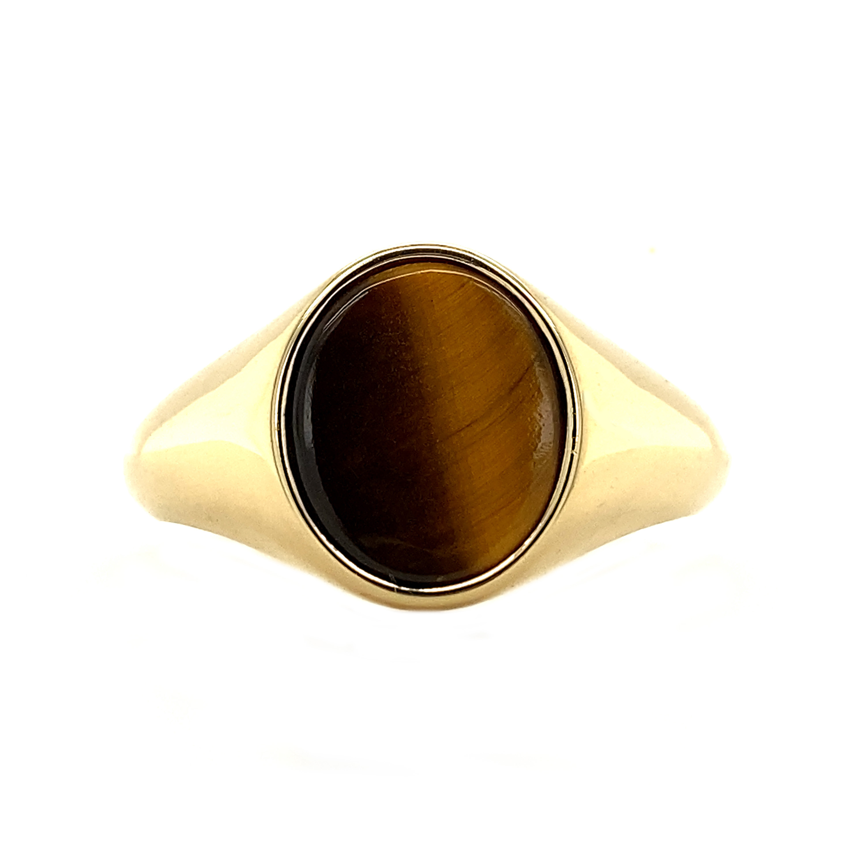 Vintage Twiggy 14K Gold Ring, Tiger Eye